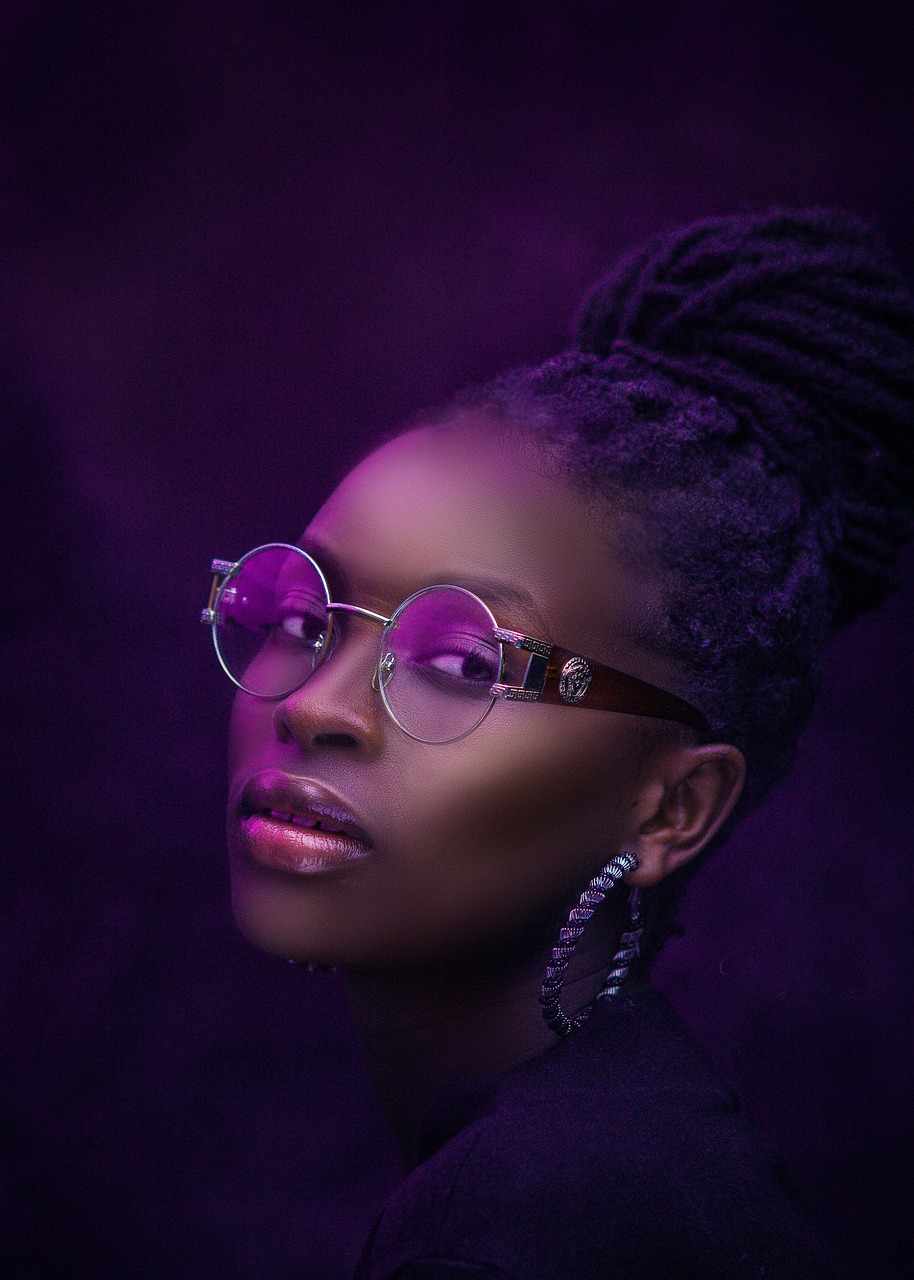 woman, model, silver framed glasses